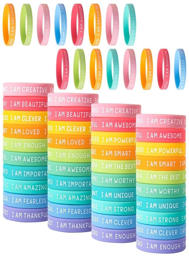 CYCLUSIVE 60 Pieces Students Inspirational Wristbands Rubber Bracelets Fun Motivational Wristbands for Kids Students Back to School Gifts - Image 1